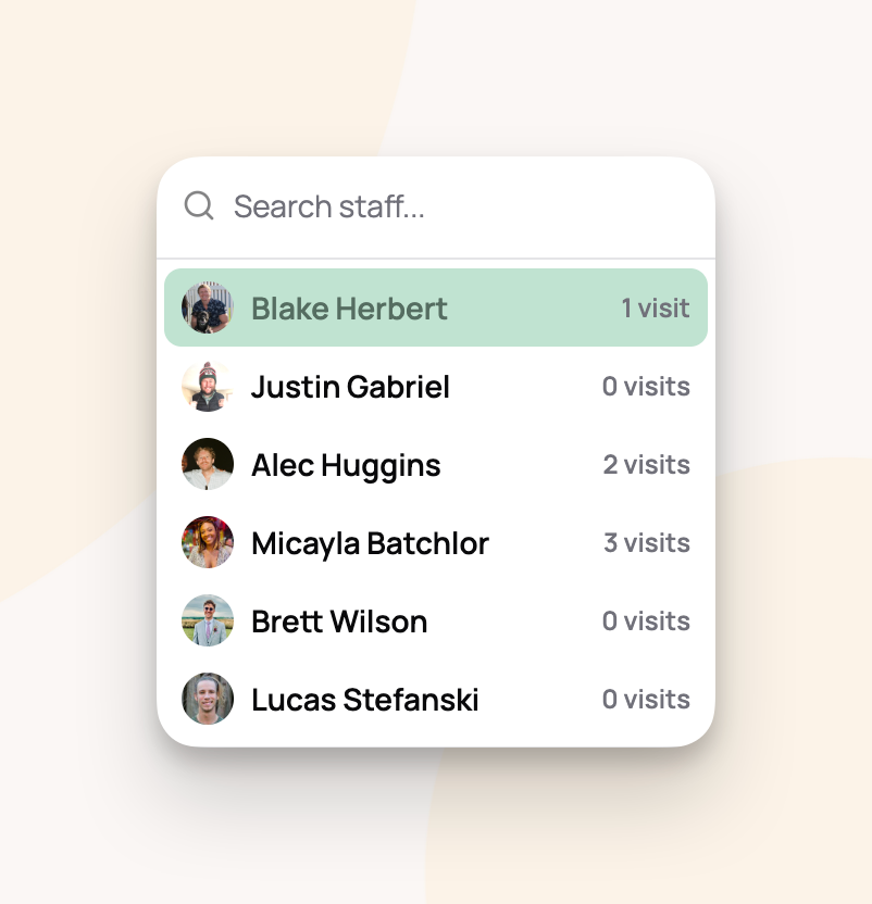 See visit counts per day for staff, so you can manage workload