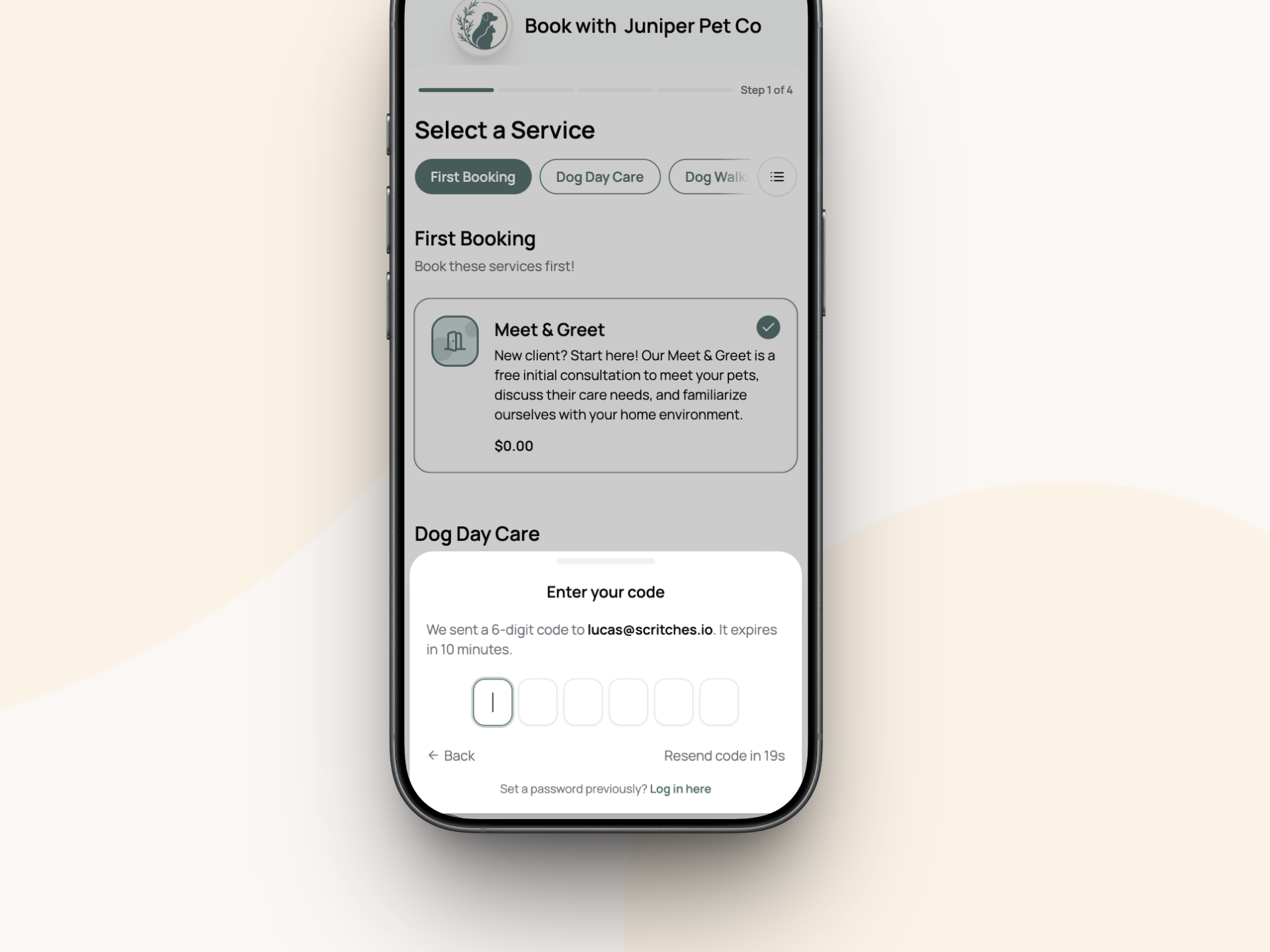 Online booking mobile one time password